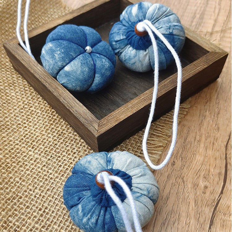 Blue and White Tie-Dye Fabric Keychain