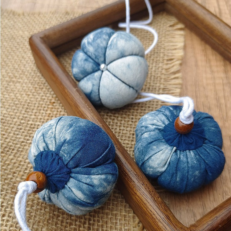 Blue and White Tie-Dye Fabric Keychain