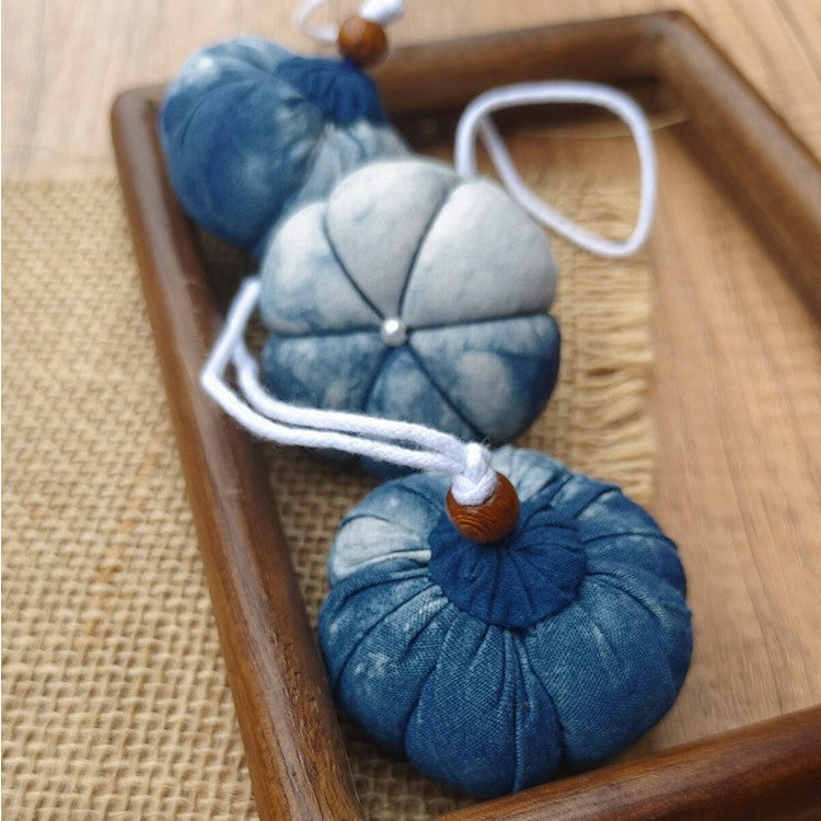 Blue and White Tie-Dye Fabric Keychain