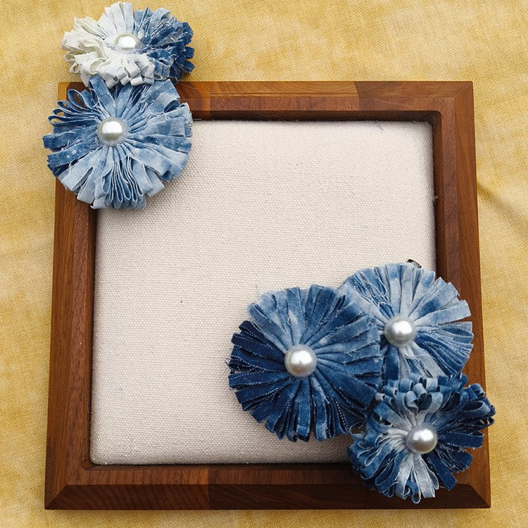 Blue and White Tie-Dye Daisy Brooch