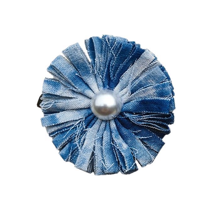 Blue and White Tie-Dye Daisy Brooch