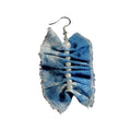 Blue & White Hand-Dyed Textile Statement Earrings