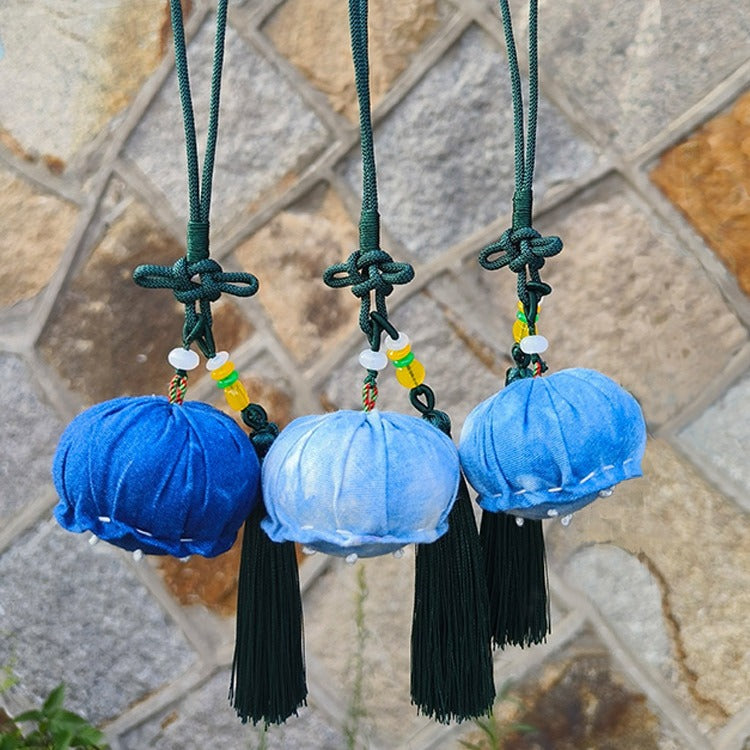 Blue and White Tie-Dye Lotus Pendant