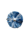Blue and White Tie-Dye Daisy Brooch
