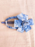 Blue and White Tie-Dye Fabric Flower Hair Pin