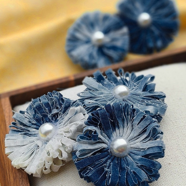 Blue and White Tie-Dye Daisy Brooch